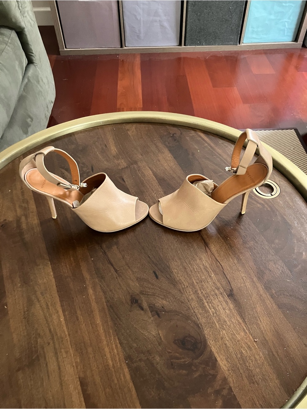 Givenchy Leather Ankle Strap Open Toe Mules Nude /Natural Women's Size 41 - Picture 2 of 8